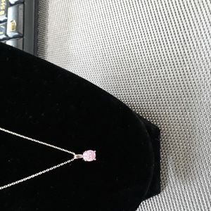 Sterling Silver Pink Lab Opal Pendant With Chain